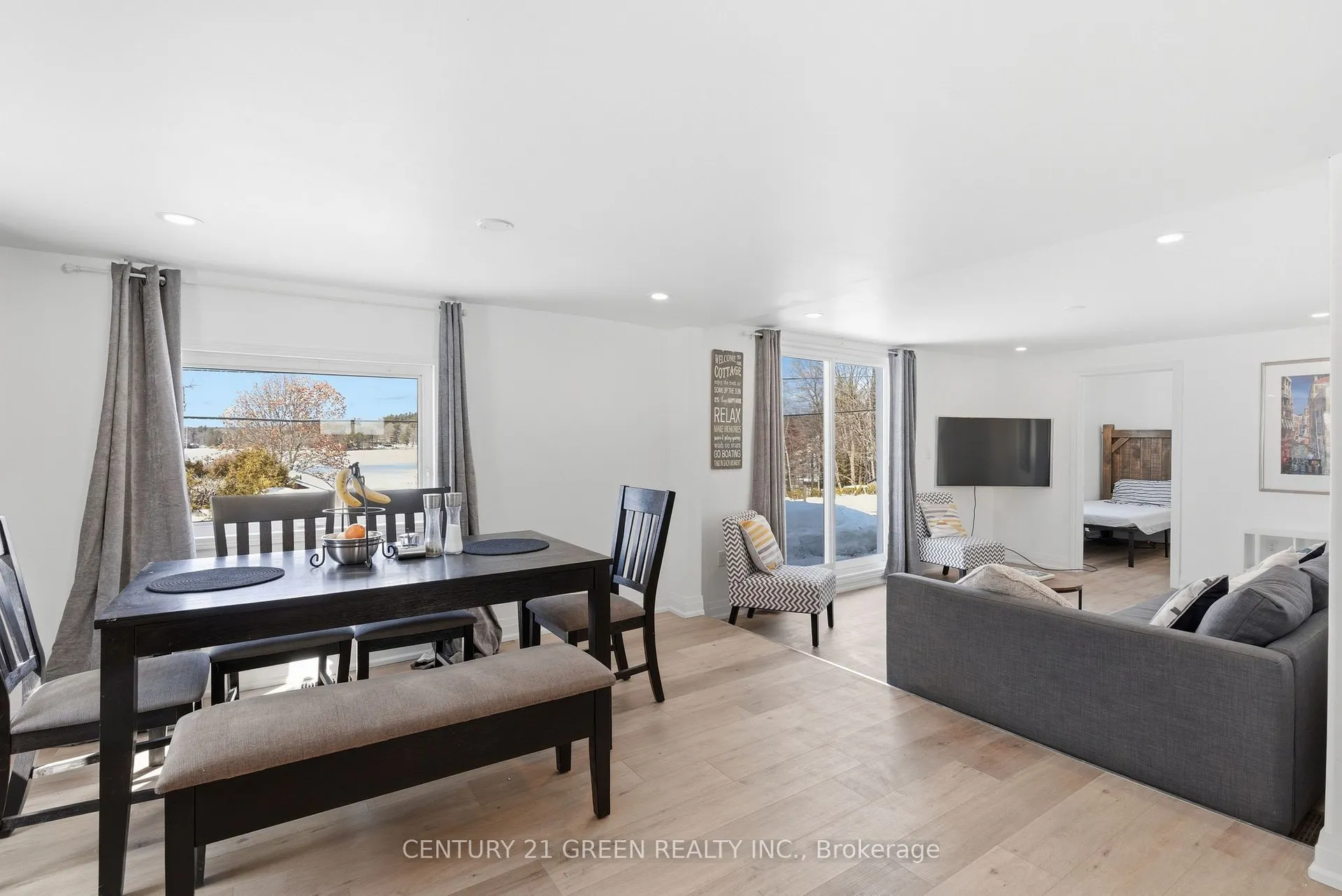 135 Village Street, Hastings Highlands — open living and dining area with lake view through the window